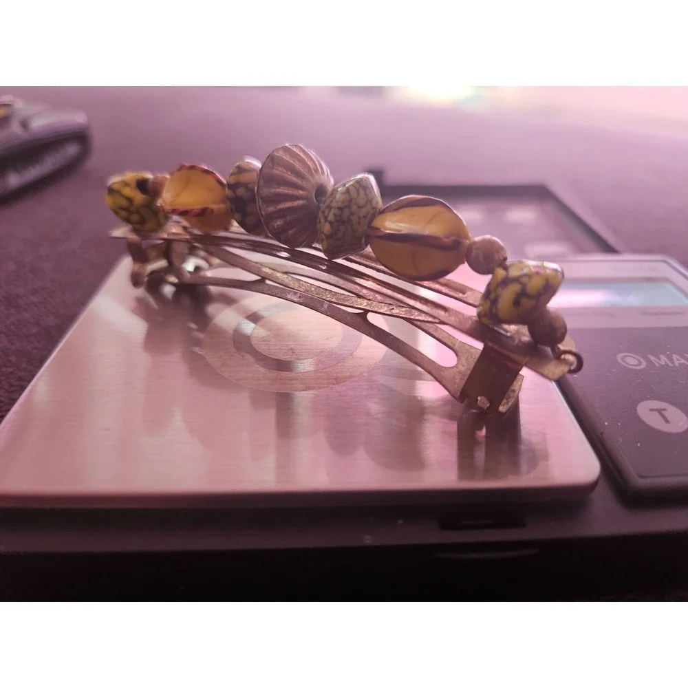 Unique‎ one of a kind Vintage Mixed Material Beaded Hair Barrette
